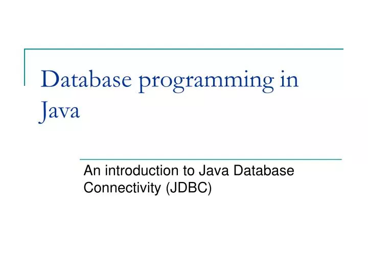 database programming in java