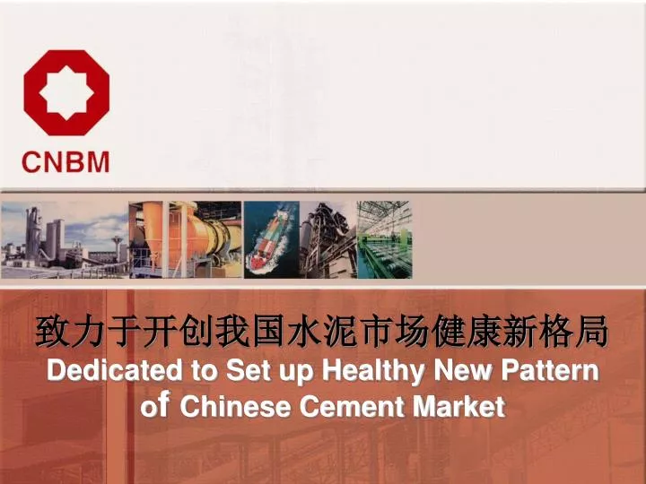 dedicated to set up healthy new pattern o f chinese cement market
