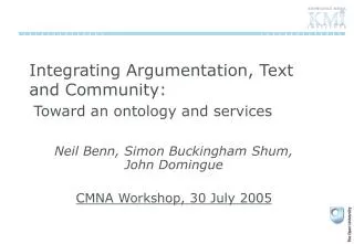 Integrating Argumentation, Text and Community: