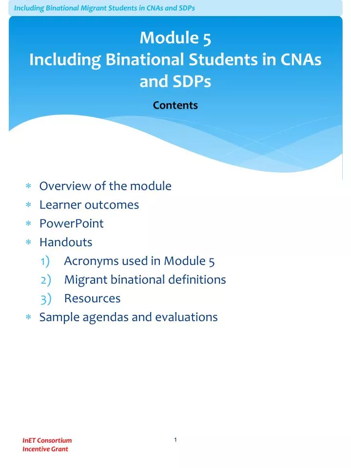 module 5 including binational students in cnas and sdps contents