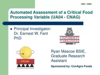 Automated Assessment of a Critical Food Processing Variable (UA04 - CNAG)