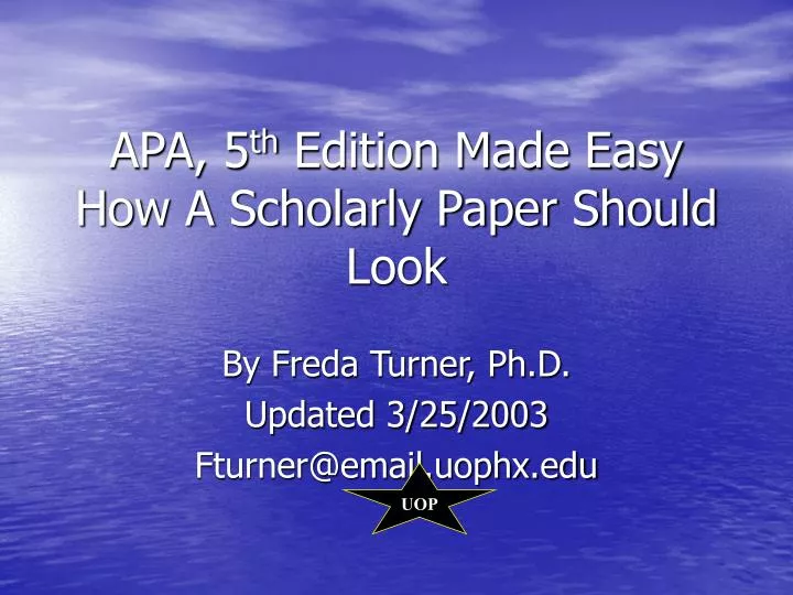 apa 5 th edition made easy how a scholarly paper should look