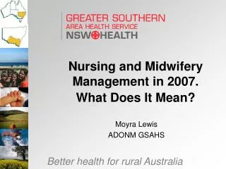Nursing and Midwifery Management in 2007. What Does It Mean?