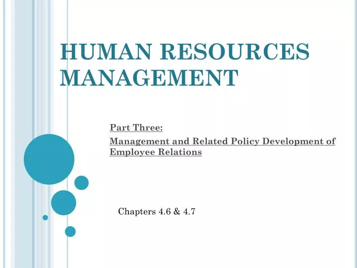 part three management and related policy development of employee relations