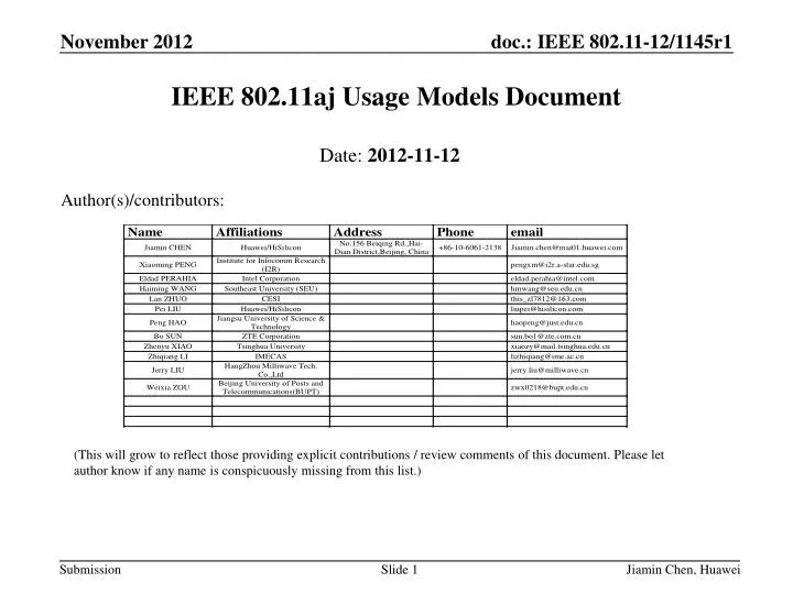 ieee 802 11aj usage models document