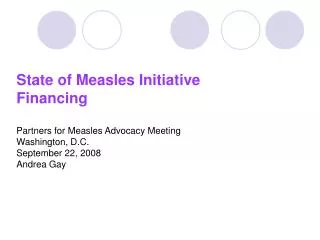Investing in the Measles Initiative What Dividends Has It Paid?