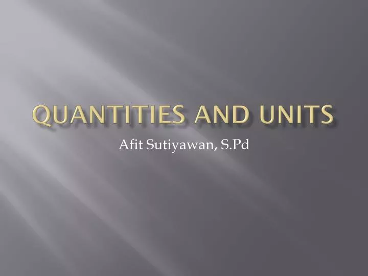 quantities and units