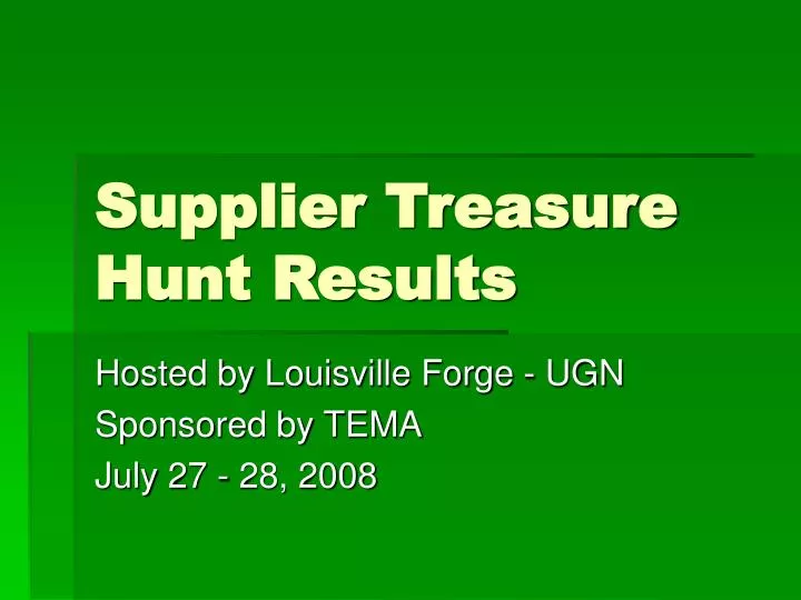 supplier treasure hunt results