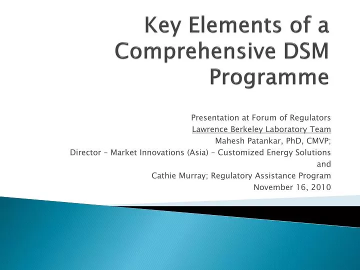 key elements of a comprehensive dsm programme