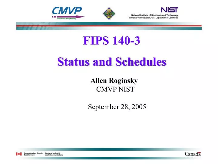 fips 140 3 status and schedules