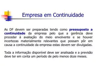 empresa em continuidade