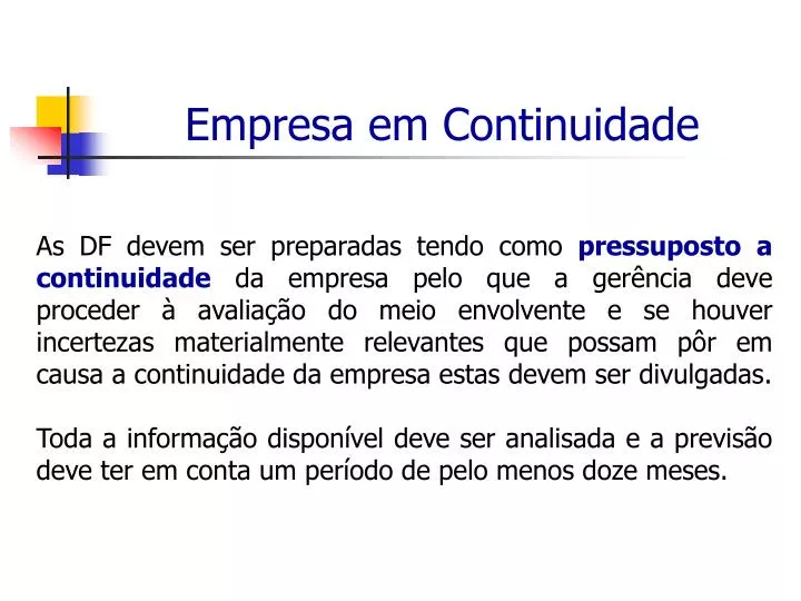 empresa em continuidade