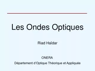 les ondes optiques