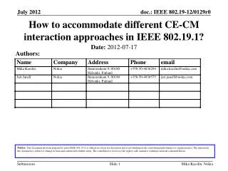 How to accommodate different CE-CM interaction approaches in IEEE 802.19.1?