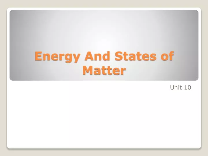 energy and states of matter