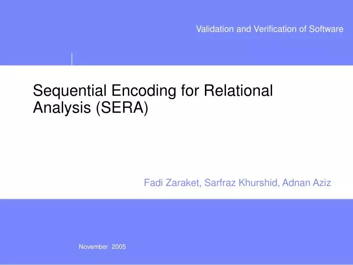 sequential encoding for relational analysis sera