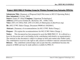 Project: IEEE P802.15 Working Group for Wireless Personal Area Networks (WPANs)