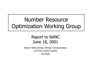 Number Resource Optimization Working Group