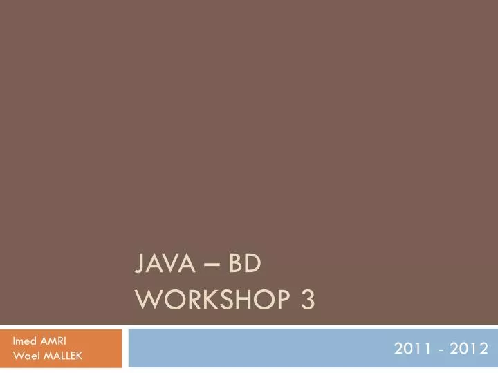 java bd workshop 3