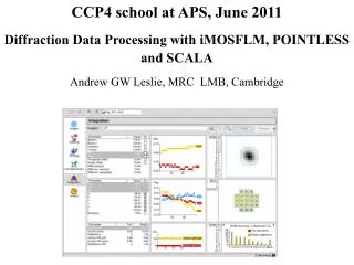 CCP4 school at APS, June 2011 Diffraction Data Processing with iMOSFLM, POINTLESS and SCALA