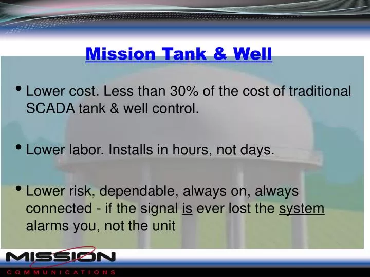 mission tank well