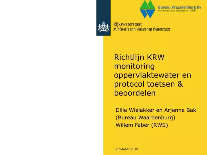 richtlijn krw monitoring oppervlaktewater en protocol toetsen beoordelen
