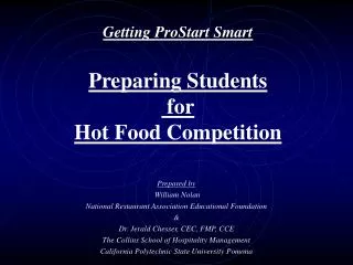 Getting ProStart Smart Preparing Students for Hot Food Competition