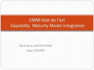 cmmi tat de l art capability maturity model integration