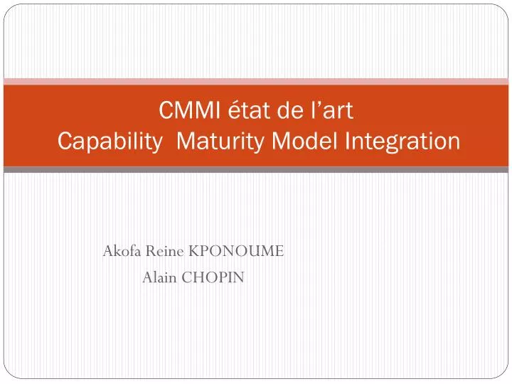 cmmi tat de l art capability maturity model integration