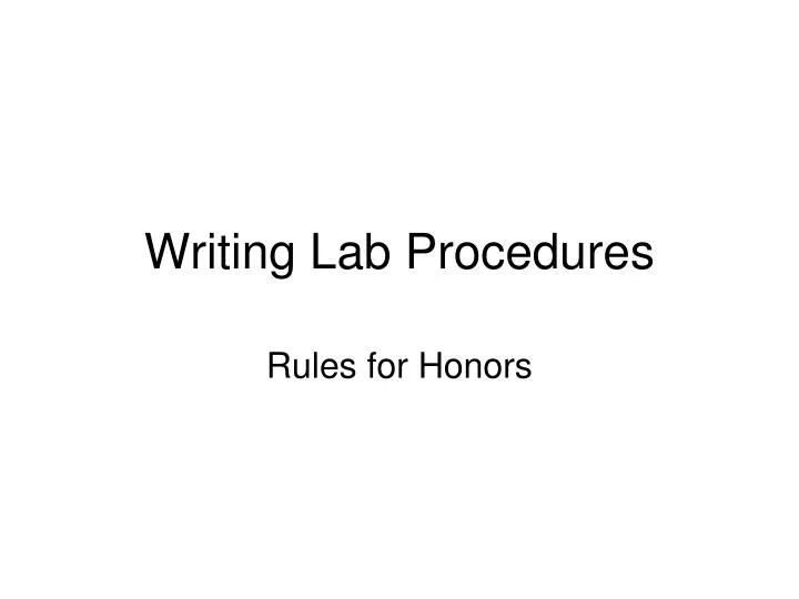 writing lab procedures