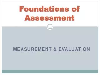 Foundations of Assessment