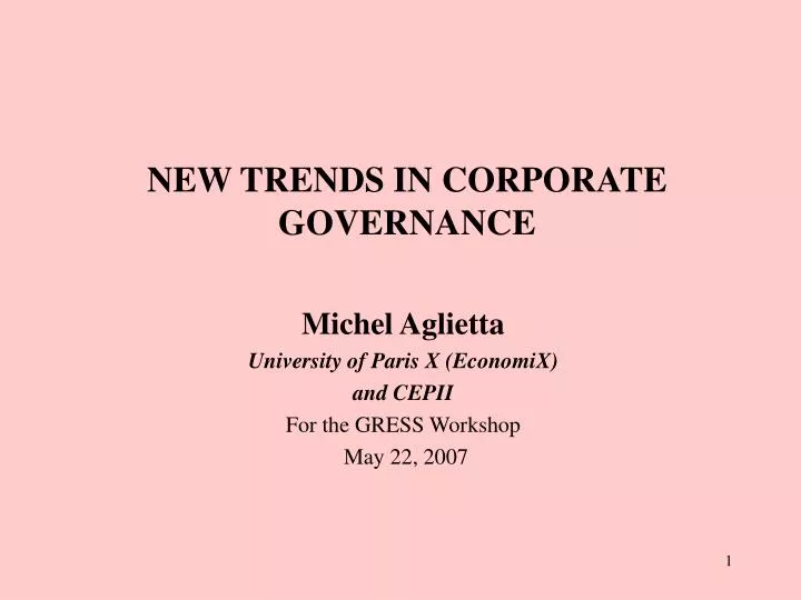 new trends in corporate governance