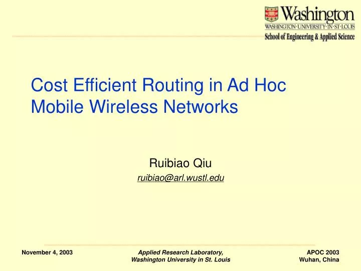 cost efficient routing in ad hoc mobile wireless networks