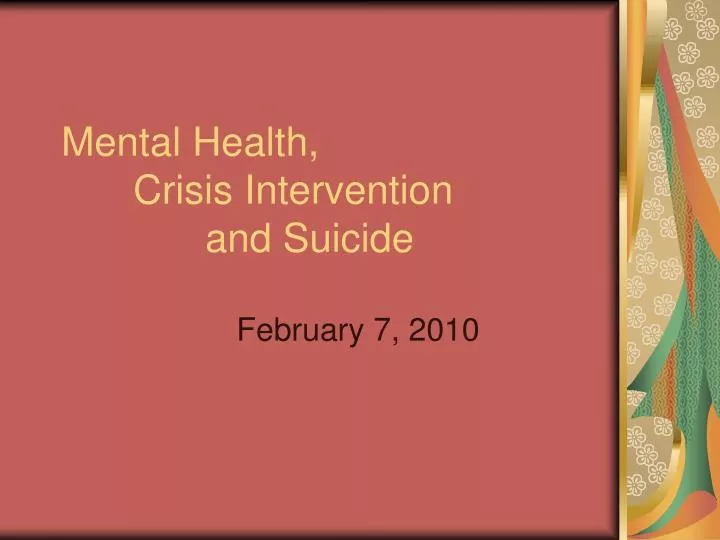 mental health crisis intervention and suicide