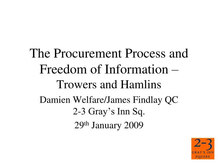 the procurement process and freedom of information trowers and hamlins