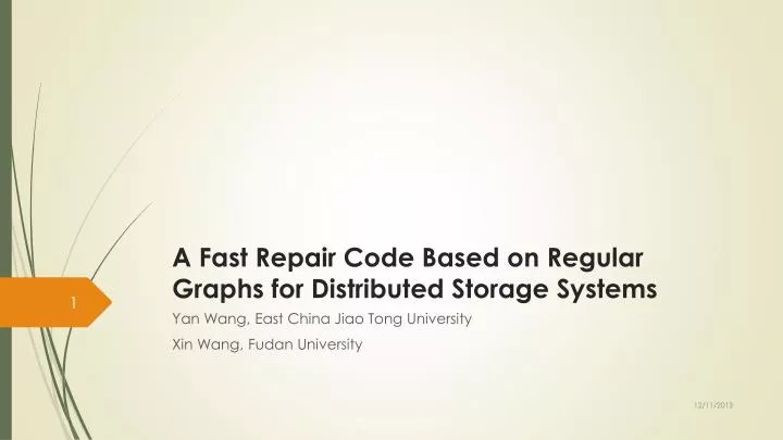 a fast repair code based on regular graphs for distributed storage systems