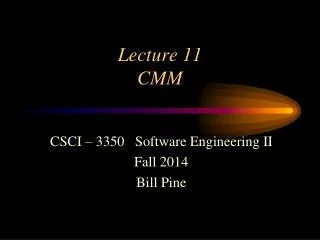 Lecture 11 CMM