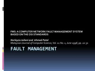 FAULT MANAGEMENT