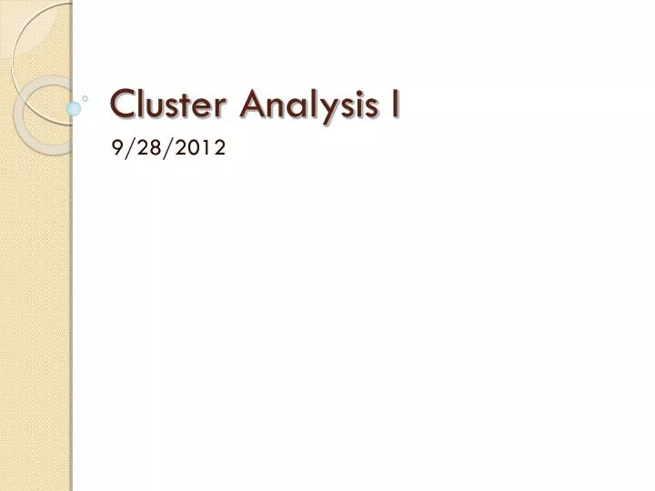 cluster analysis i