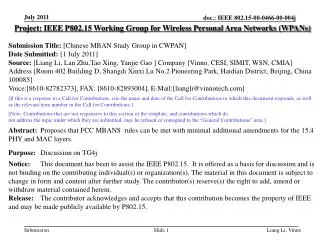 Project: IEEE P802.15 Working Group for Wireless Personal Area Networks (WPANs)