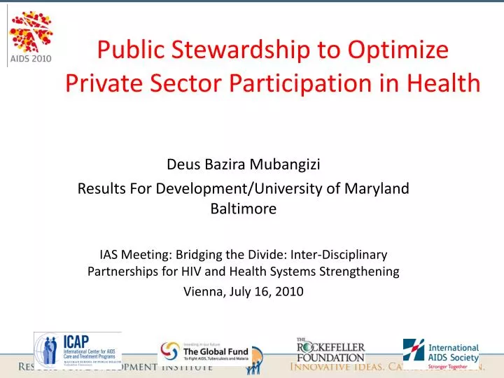 public stewardship to optimize private sector participation in health