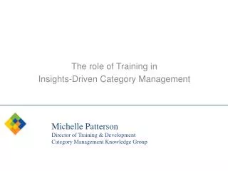 The role of Training in Insights-Driven Category Management