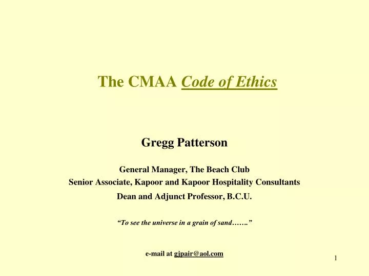 the cmaa code of ethics