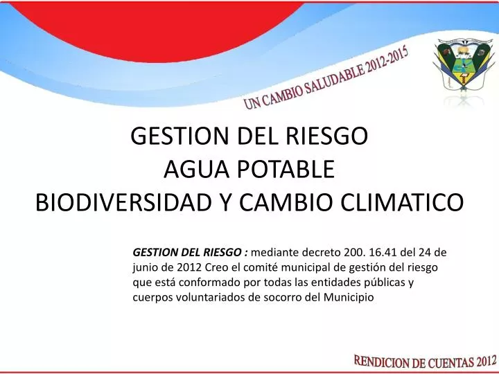 gestion del riesgo agua potable biodiversidad y cambio climatico