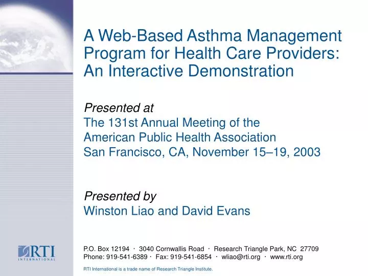 a web based asthma management program for health care providers an interactive demonstration