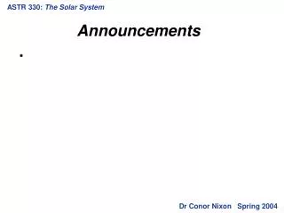 ASTR 330: The Solar System