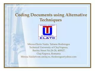 Coding Documents using Alternative Techniques