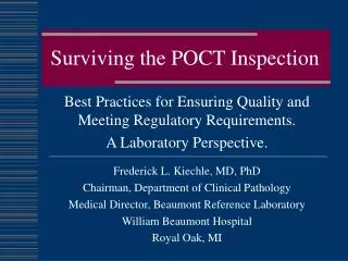 Surviving the POCT Inspection