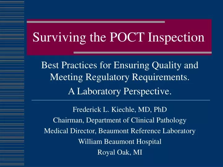 surviving the poct inspection
