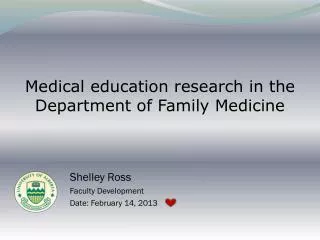 Medical education research in the Department of Family Medicine
